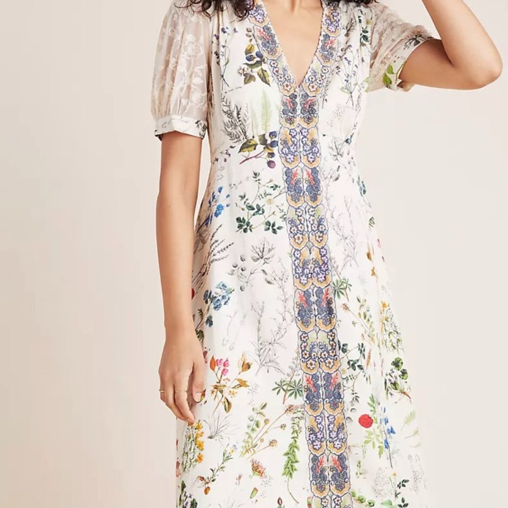 Anthropologie Geisha Designs Donna Botanical Floral Midi Dress